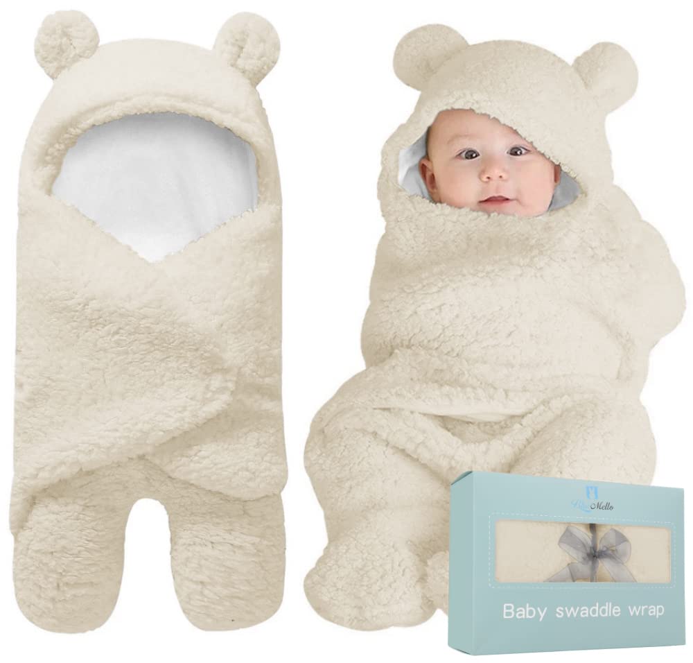230816074507477_1 BlueMello Baby Swaddle Blanket | Ultra-Soft Plush Essential for Infants 0-6 Months | Receiving Swaddling Wrap White | Ideal Newborn Registry and Toddler Boy Accessories | Perfect Baby Girl Shower Gift - Image 1